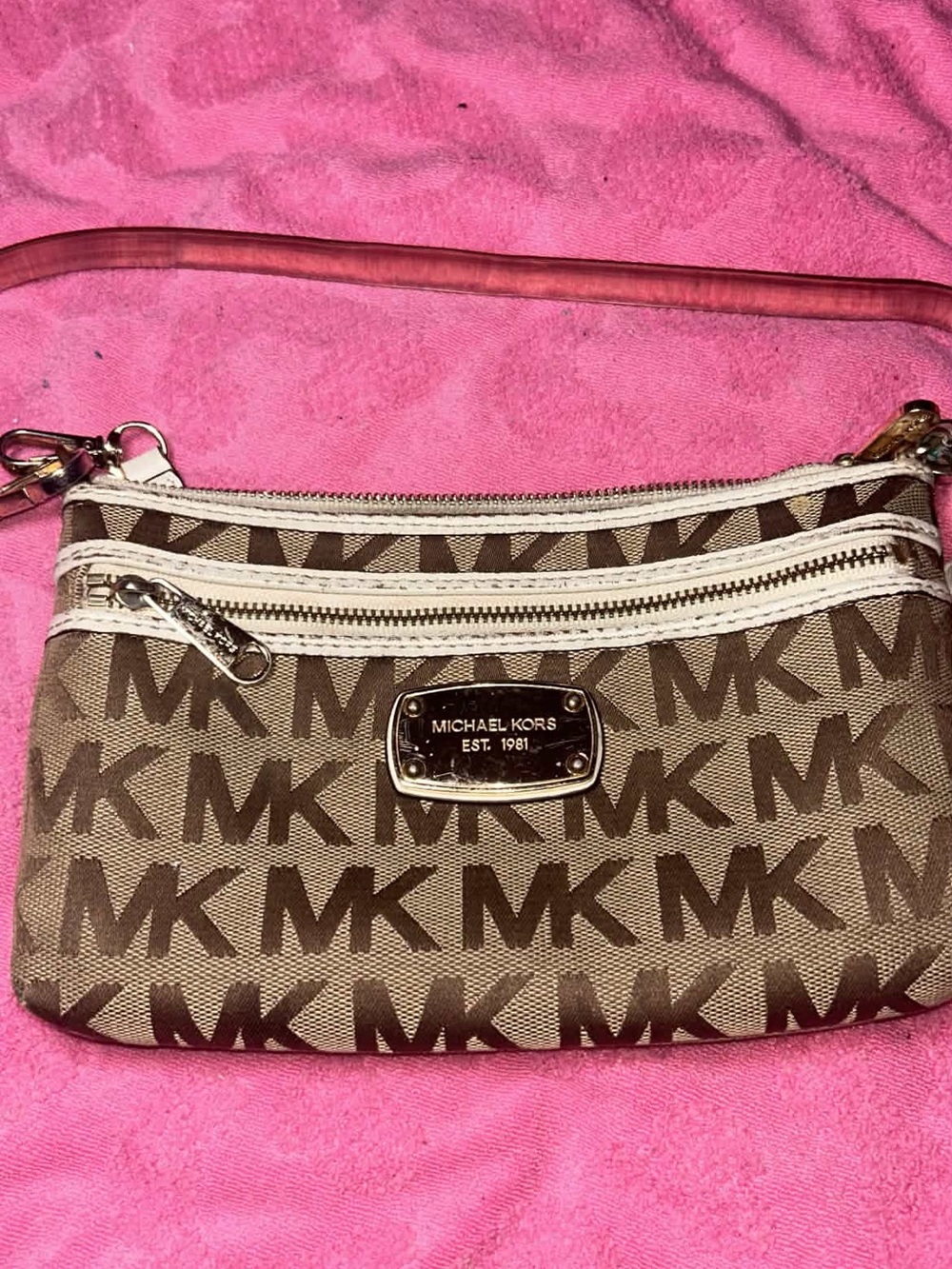 Michael Kors Brown Logo Crossbody Bag with Cream Trim